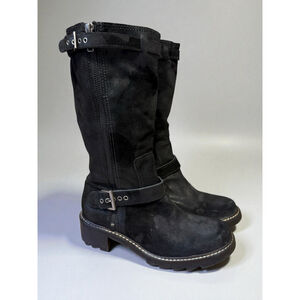 Donald J. Pliner Black Combat & Moto Boots